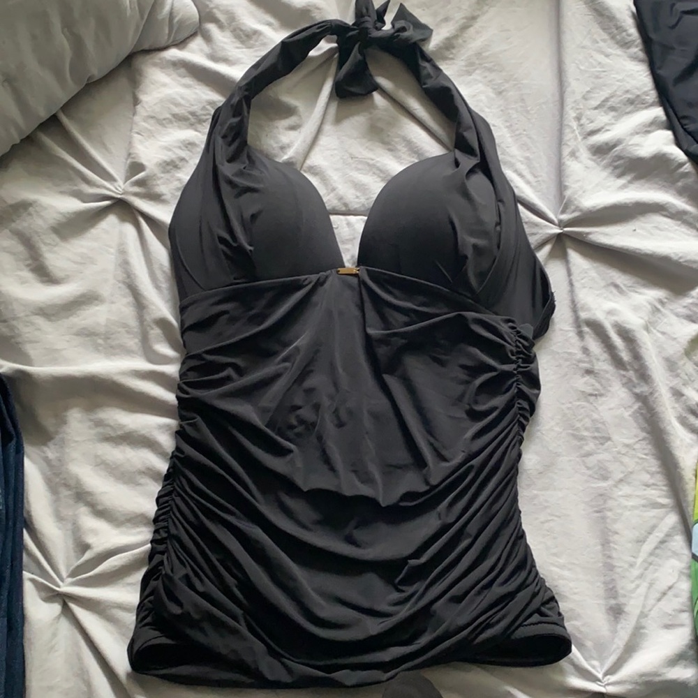 Victoria's Secret Black Halter Tankini Top M